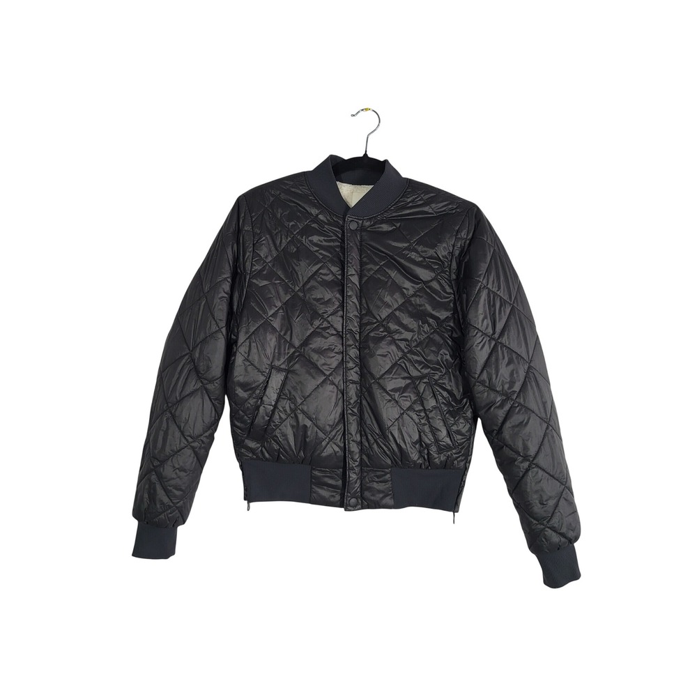 OFFLINE by Aerie Quilted Bomber Jacket XS Black Sherpa Lined Snap Front Winter